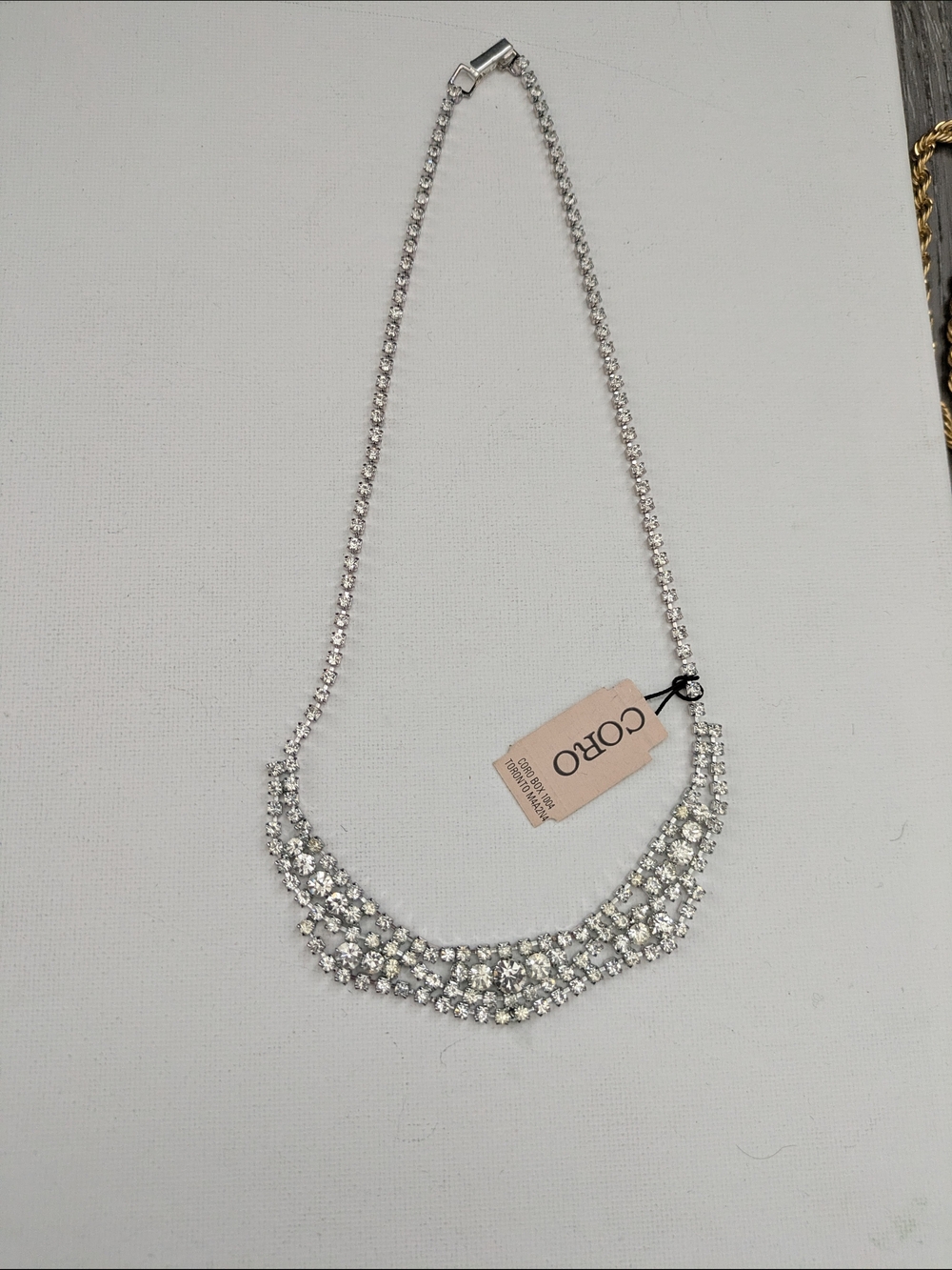 Coro Silver-Tone Triple Row European Crystal Necklace - Picture 2 of 5